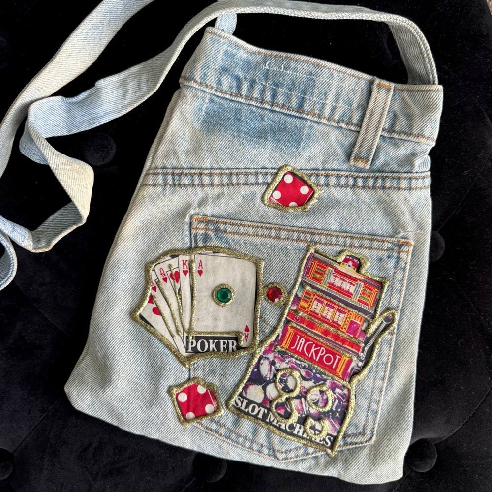 Handmade Upcylcled Denim Jeans Las Vegas Purse - Picture 5 of 10